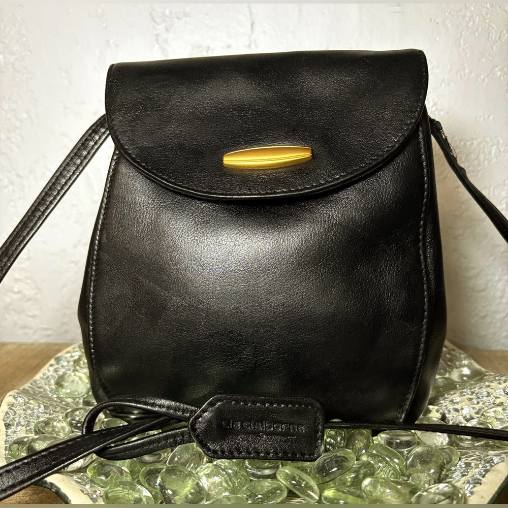 Liz Claiborne Black Mini Crossbody with Gold Accent